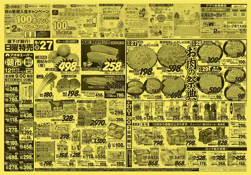 アオキスーパーのカタログ | 排他的な掘り出し物 | 2026-09-01T00:00:00.000Z - 2026-11-30T00:00:00.000Z