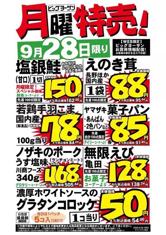 ビッグヨーサンのカタログ | ビッグヨーサン チラシ | 2026-09-28T00:00:00.000Z - 2026-09-28T00:00:00.000Z