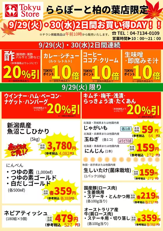 東急ストアのカタログ | 豊富なオファーの選択 | 2026-09-28T00:00:00.000Z - 2026-09-30T00:00:00.000Z