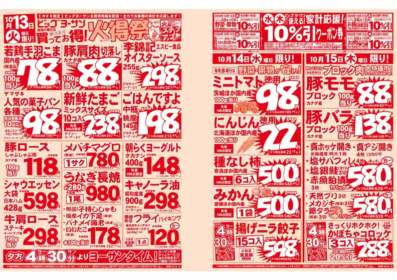 北九州市でのビッグヨーサンのカタログ | 現在の特別プロモーション | 2026-10-13T00:00:00.000Z - 2026-10-15T00:00:00.000Z