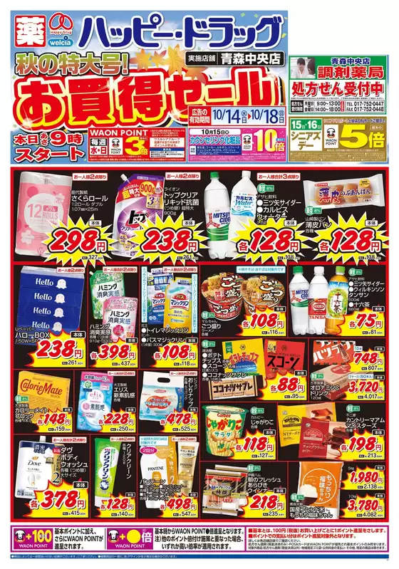香取市でのハッピードラッグのカタログ | ハッピードラッグ秋の特大号お買得セールオモテ | 2026-10-13T00:00:00.000Z - 2026-10-18T00:00:00.000Z
