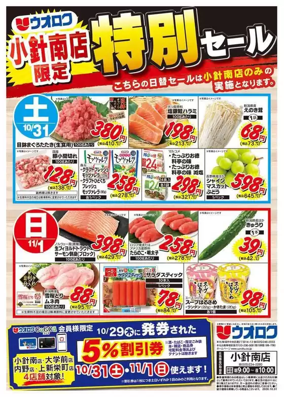ウオロクのカタログ | 割引とプロモーション | 2026-10-29T00:00:00.000Z - 2026-11-01T00:00:00.000Z