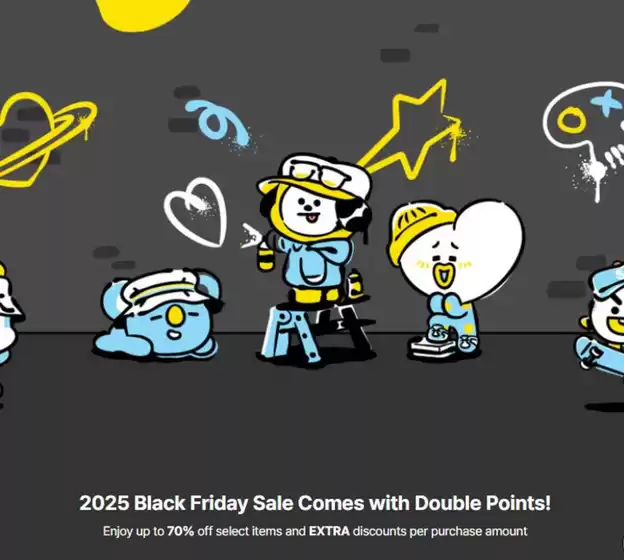 라인프렌즈 카탈로그 | 2025 Black Friday Sale Comes with Double Points! | 2025-11-18T00:00:00.000Z - 2025-11-23T00:00:00.000Z
