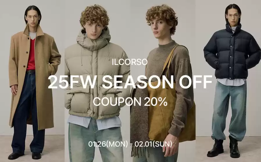 부천시의 일꼬르소 카탈로그 | 25fw Season Off Coupon 20% | 2026-01-28T00:00:00.000Z - 2026-02-01T00:00:00.000Z