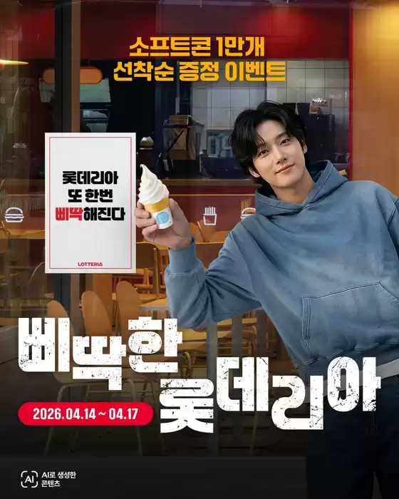 롯데리아 카탈로그 | 소프트 콘 10,000개 선착순 판매 행사 | 2026-04-16T00:00:00.000Z - 2026-04-17T00:00:00.000Z