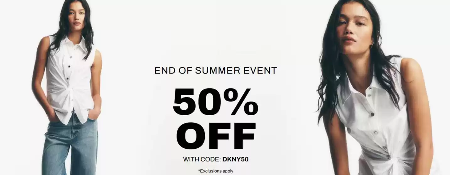 DKNY 카탈로그 | End Of Summer Event 50% Off | 2026-08-20T00:00:00.000Z - 2026-08-27T00:00:00.000Z