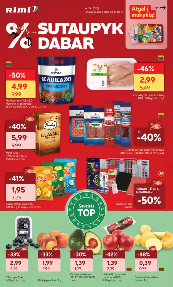 RIMI leidinys | Rimi savaitinis leidinys Nr. 34 2026.08.18 - 2026.08.24 | 2026-08-18T00:00:00.000Z - 2026-08-24T00:00:00.000Z