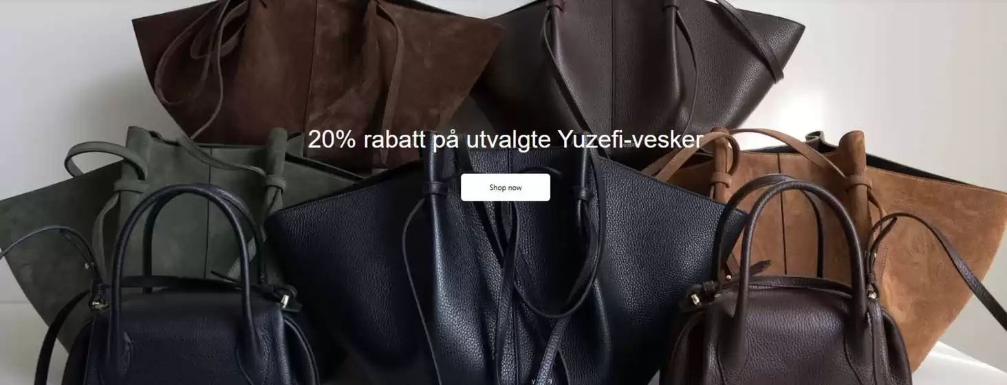 Bolina-katalog i Odda | 20% rabatt på utvalgte Yuzefi-vesker | 2025-12-05T00:00:00.000Z - 2025-12-19T00:00:00.000Z