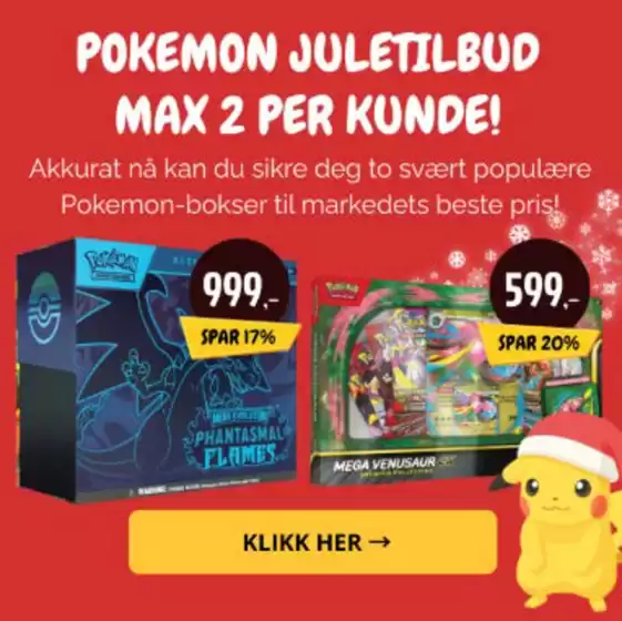 Gamezone-katalog i Sandefjord | Pokemon juletilbud max 2 per kunde! | 2025-12-11T00:00:00.000Z - 2025-12-25T00:00:00.000Z