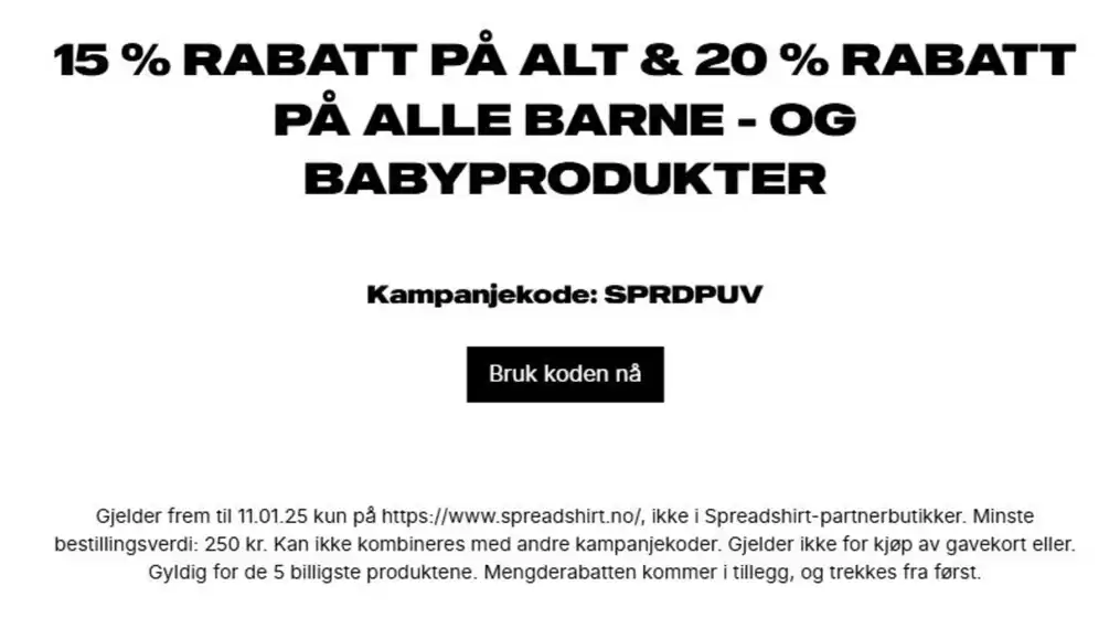 Spreadshirt-katalog i Horten | 15-20% Rabatt | 2026-01-08T00:00:00.000Z - 2026-01-11T00:00:00.000Z