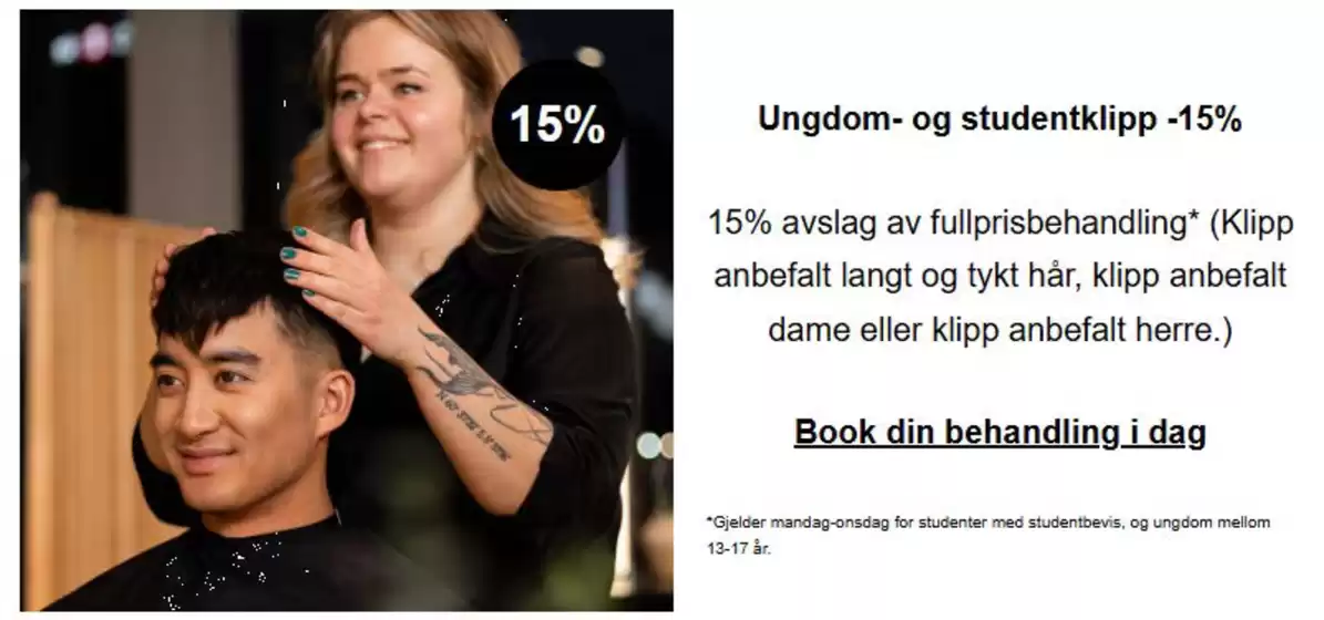 Sayso-katalog i Trondheim | Ungdom- og studentklipp -15% | 2026-01-19T00:00:00.000Z - 2026-01-31T00:00:00.000Z