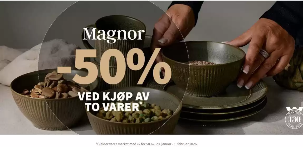 Tilbords-katalog i Mjøndalen | Magnor 50% VED KJØP AV TO VARER | 2026-01-30T00:00:00.000Z - 2026-02-01T00:00:00.000Z