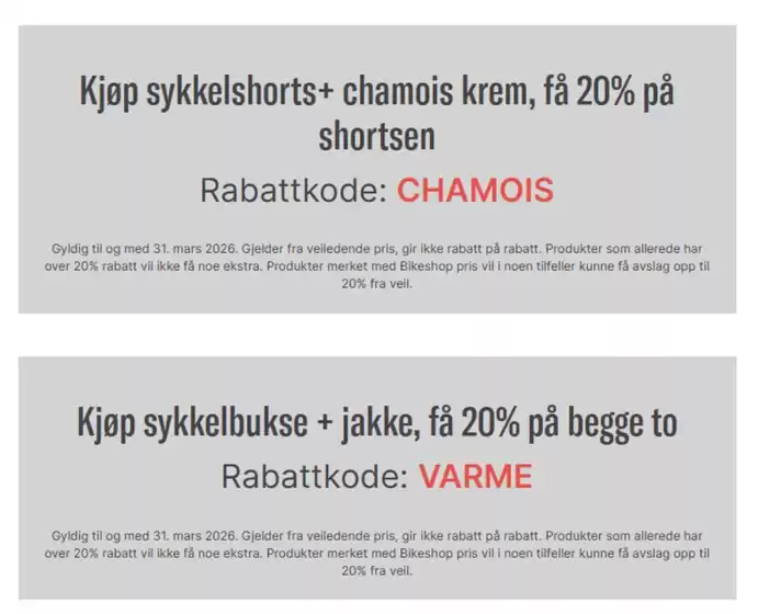 Bikeshop-katalog i Gol | Aktive rabattkoder | 2026-02-03T00:00:00.000Z - 2026-03-31T00:00:00.000Z