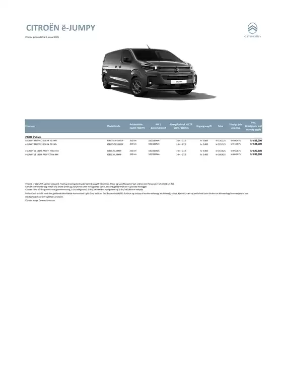 Citroën-katalog i Seljord | Kundeprisliste nye e jumpy varebil 2026 | 2026-01-01T00:00:00.000Z - 2026-12-31T00:00:00.000Z
