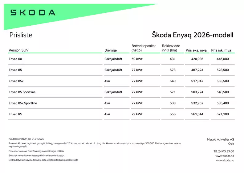 ŠKODA-katalog i Flisa | Enyaq prisliste | 2026-01-01T00:00:00.000Z - 2026-12-31T00:00:00.000Z