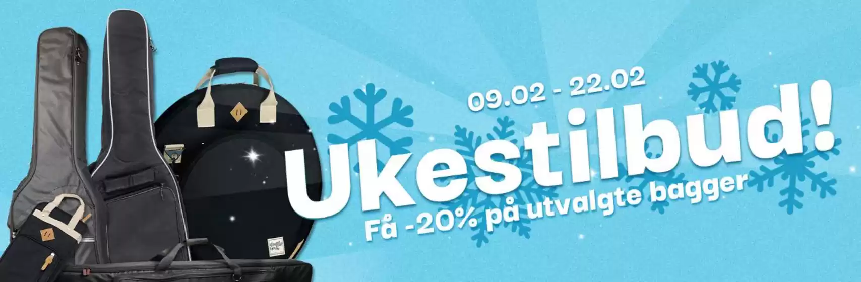 4sound-katalog | Ukestilbud! Få -20% på utvalgte bagger | 2026-02-10T00:00:00.000Z - 2026-02-22T00:00:00.000Z