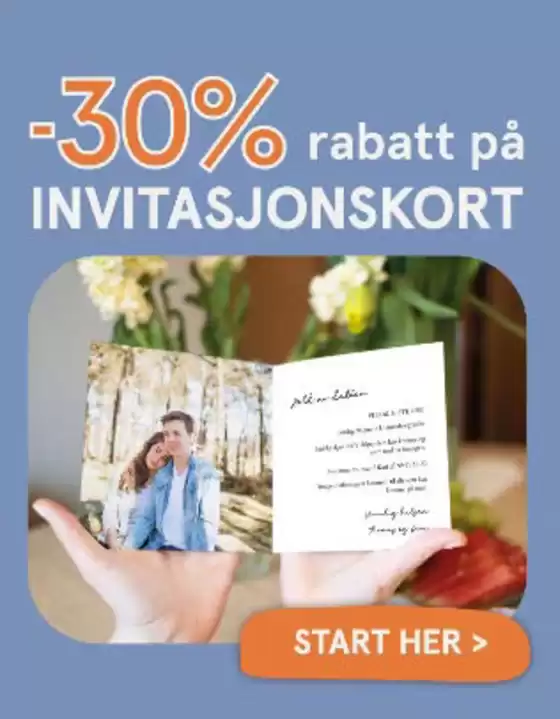 Elite Foto-katalog | 30% rabatt på INVITASJONSKORT | 2026-02-10T00:00:00.000Z - 2026-02-17T00:00:00.000Z