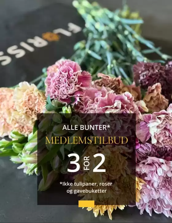 Floriss-katalog i Rørvik | Medlemstilbud hvor du alltid får 3 for 2 på alle bunter | 2026-02-24T00:00:00.000Z - 2026-03-01T00:00:00.000Z