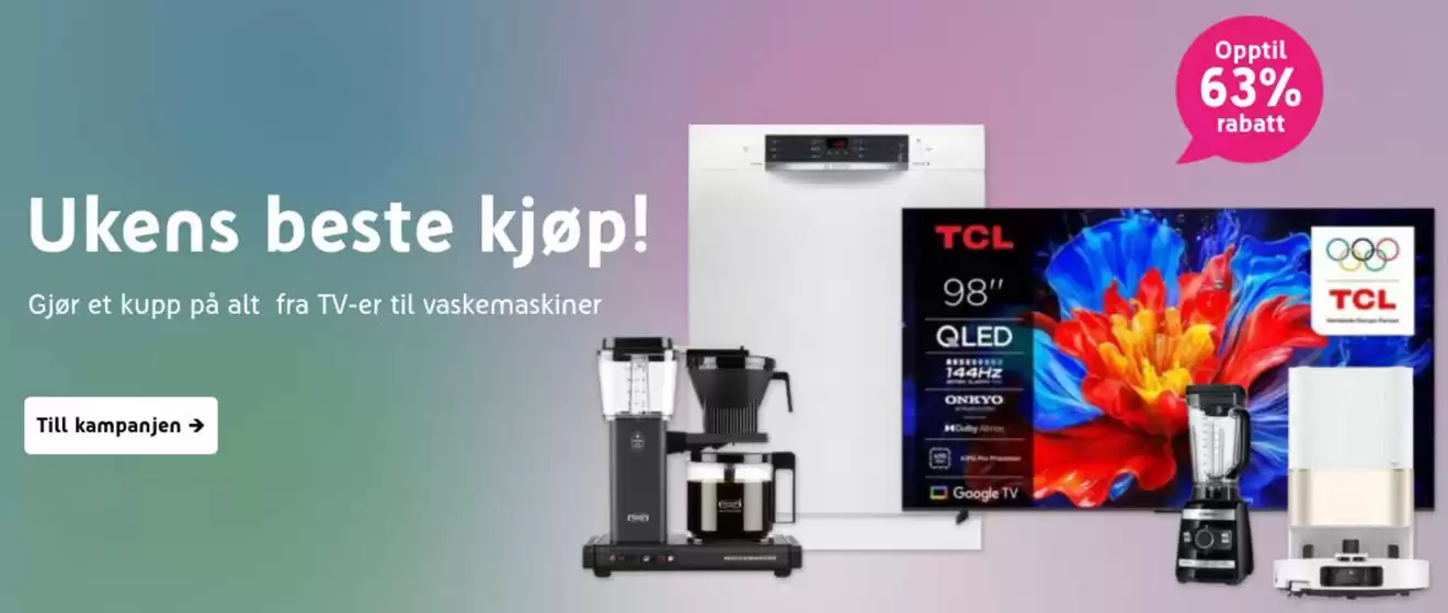 ELON-katalog i Skoppum | Ukens beste kjøp! Opptil 63% Rabatt. Vi har i tillegg 50% på belysning og gode tilbud på både TV og lydprodukter | 2026-03-02T00:00:00.000Z - 2026-03-22T00:00:00.000Z
