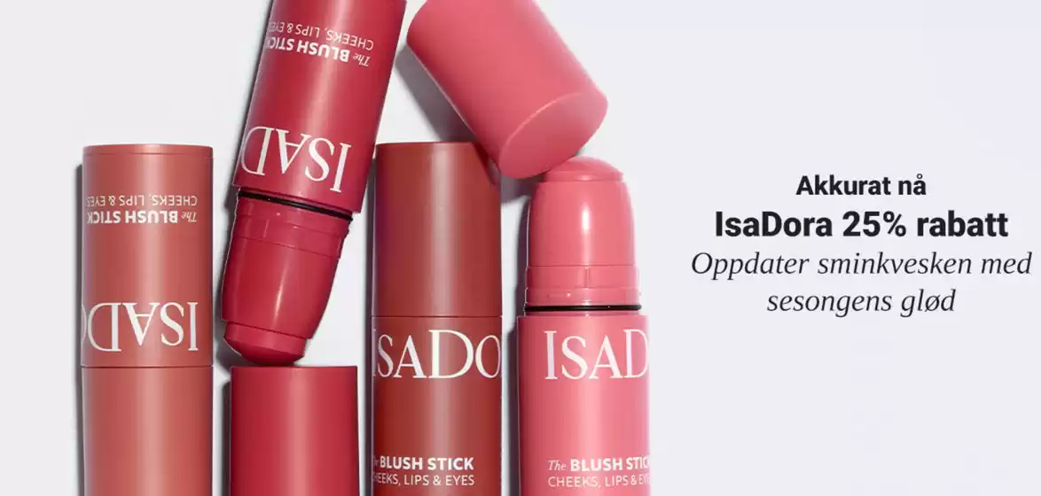 Shopping4net-katalog i Stokmarknes | Akkurat nå IsaDora 25% rabatt Oppdater sminkvesken med sesongens glød | 2026-03-02T00:00:00.000Z - 2026-03-15T00:00:00.000Z