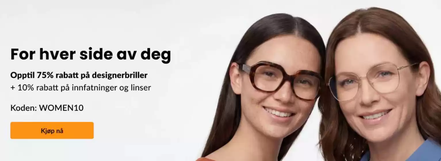 SmartBuyGlasses-katalog | Opptil 75% rabatt på designerbriller + 10% rabatt på innfatninger og linser Koden 'WOMEN10' | 2026-03-03T00:00:00.000Z - 2026-03-15T00:00:00.000Z