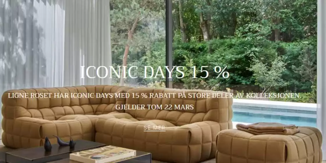 Milla Boutique-katalog i Porsgrunn | LIGNE ROSET HAR ICONIC DAYS MED 15 % RABATT PÅ STORE DELER AV KOLLEKSJONEN. GJELDER TOM 22 MARS | 2026-03-04T00:00:00.000Z - 2026-03-22T00:00:00.000Z