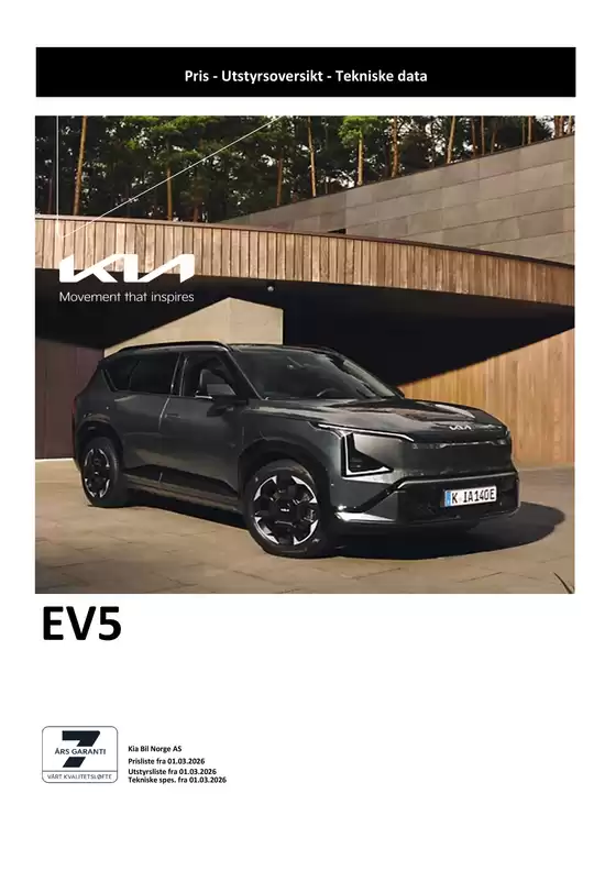 Kia-katalog i Skien | Kia EV5 | 2026-03-05T00:00:00.000Z - 2026-03-19T00:00:00.000Z