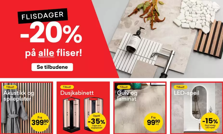 Right Price Tiles-katalog i Sogndal (Sogn og Fjordane) | Får du nå -20% på ALLE= Fliser, Mosaikk, Naturstein | 2026-03-06T00:00:00.000Z - 2026-03-15T00:00:00.000Z