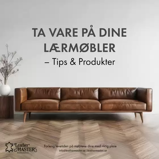 Møbelringen-katalog i Lærdal | Vedlikehold av møbler: Lær | 2026-03-07T00:00:00.000Z - 2026-03-21T00:00:00.000Z