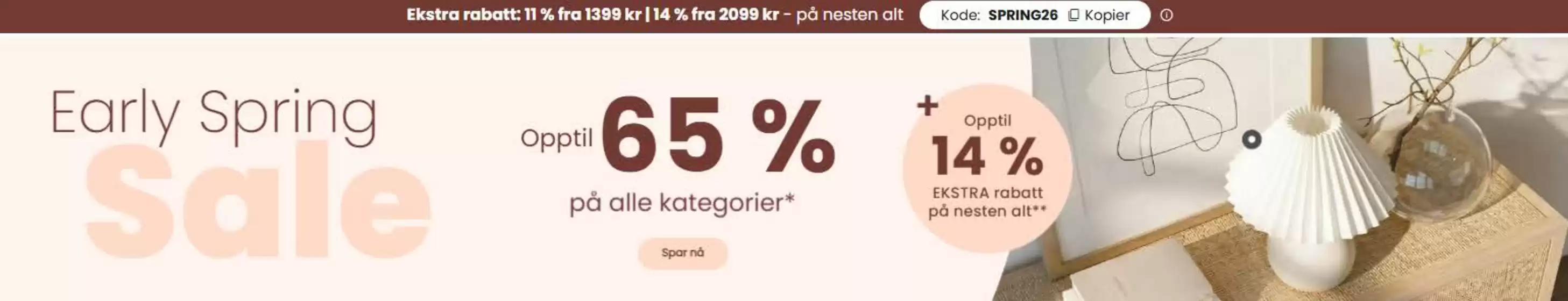 lampegiganten-katalog i Fredrikstad | Opptil 65% på alle kategorier + opptil 14% Ekstra rabatt Kode 'SPRING26' | 2026-03-10T00:00:00.000Z - 2026-03-15T00:00:00.000Z