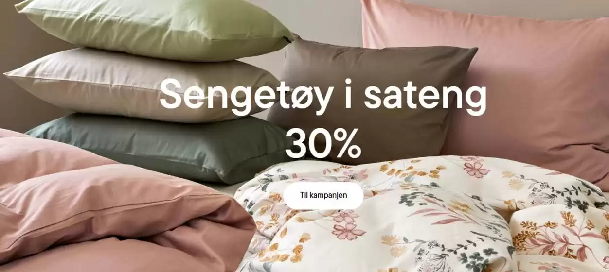 Høie-katalog i Tiller | Sengetøy i sateng 30% | 2026-03-11T00:00:00.000Z - 2026-03-24T00:00:00.000Z