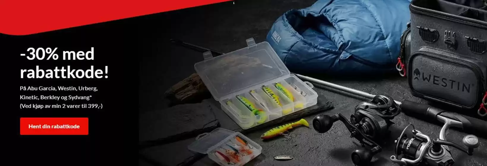 Skitt fiske-katalog i Gol | -30% på alt fra Westin, Abu Garcia, Kinetic, Berkley, Sydvang og Urberg. Gjelder ved kjøp av min. 2 varer til en verdi av kr 399,- Rabattkoden fiske30 må legges inn i handlekurven | 2026-03-19T00:00:00.000Z - 2026-03-23T00:00:00.000Z