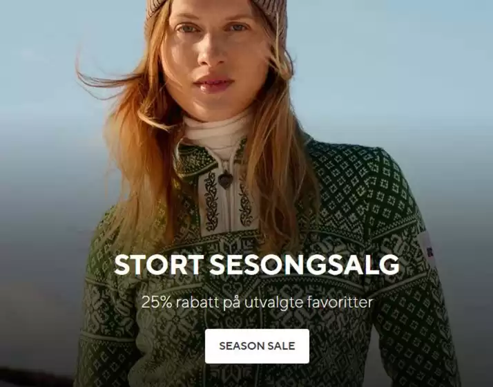 Dale of Norway-katalog i Meråker | STORT SESONGSALG 25% rabatt på utvalgte favoritter | 2026-03-30T00:00:00.000Z - 2026-04-12T00:00:00.000Z