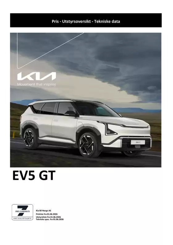 Kia-katalog | Kia EV5 GT | 2026-06-09T00:00:00.000Z - 2026-06-23T00:00:00.000Z