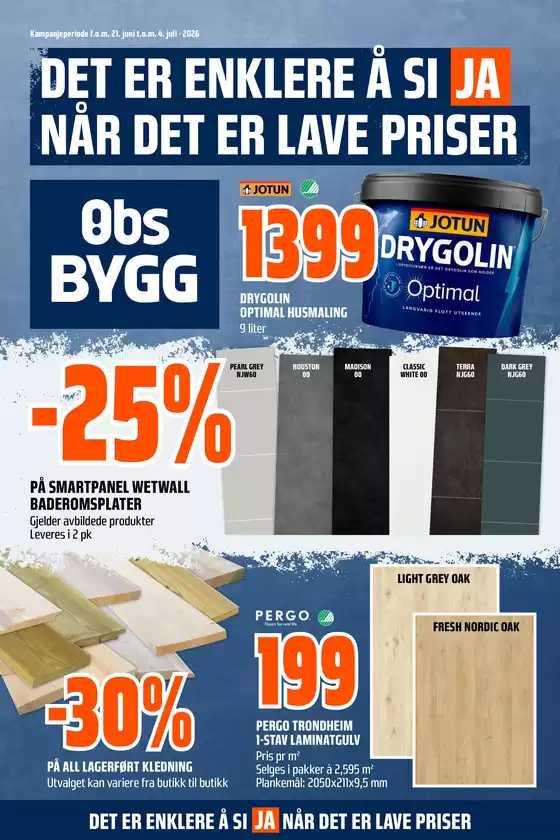 Obs Bygg-katalog | Topptilbud og rabatter | 2026-06-21T00:00:00.000Z - 2026-07-04T00:00:00.000Z