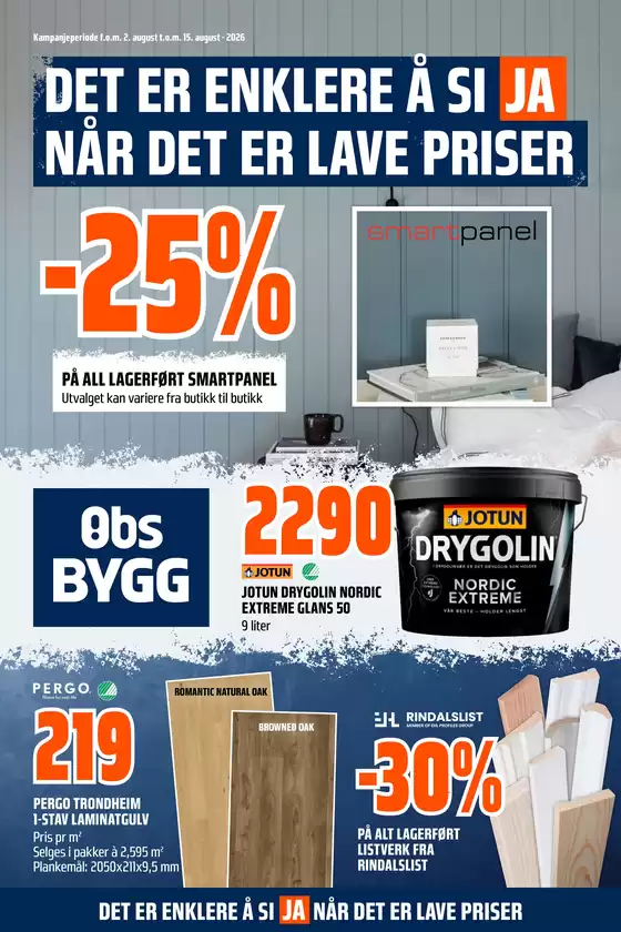 Obs Bygg-katalog | Spar nå med våre tilbud | 2026-08-02T00:00:00.000Z - 2026-08-15T00:00:00.000Z