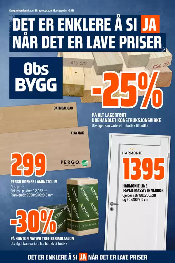 Obs Bygg-katalog | Topptilbud og rabatter | 2026-08-30T00:00:00.000Z - 2026-09-13T00:00:00.000Z