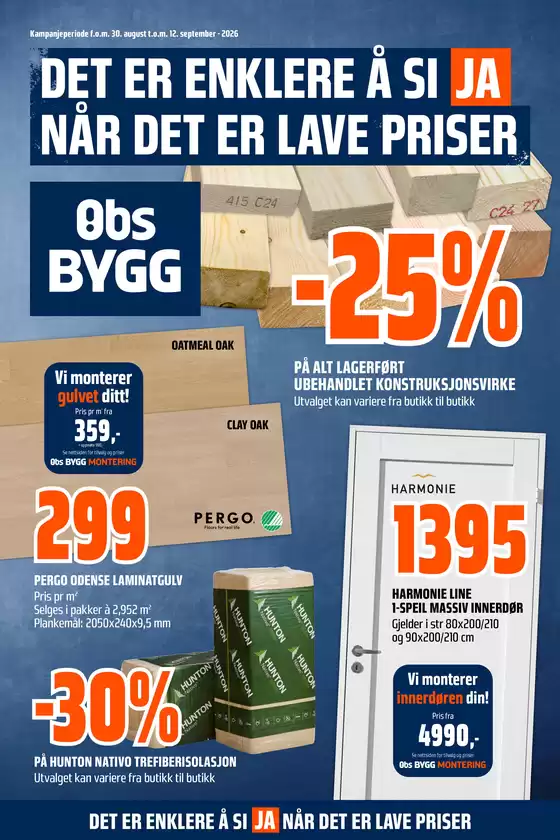 Obs Bygg-katalog | Topptilbud for smarte sparere | 2026-08-30T00:00:00.000Z - 2026-09-12T00:00:00.000Z