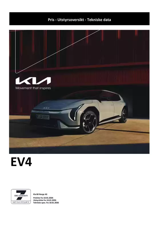 Kia-katalog | 2026 kia norge ev4 sz1e kundeprisliste jan26 10 01 2026 | 2026-01-01T00:00:00.000Z - 2026-12-31T00:00:00.000Z
