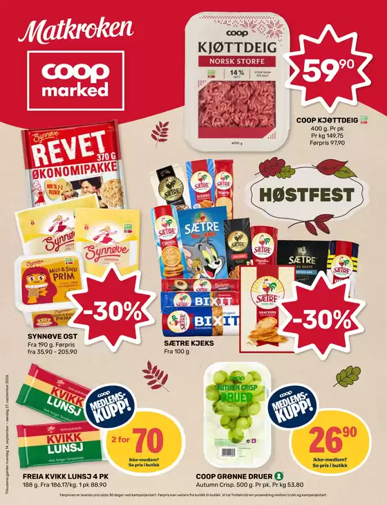 Matkroken-katalog | Aktuelle spesialkampanjer | 2026-09-14T00:00:00.000Z - 2026-09-20T00:00:00.000Z