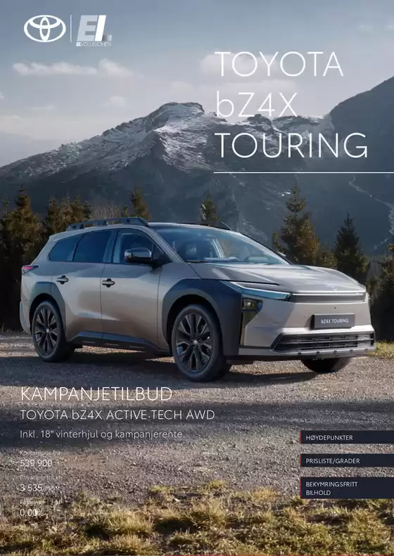 Toyota-katalog i Reinsvoll | Bz4x touring | 2026-09-16T00:00:00.000Z - 2026-09-30T00:00:00.000Z