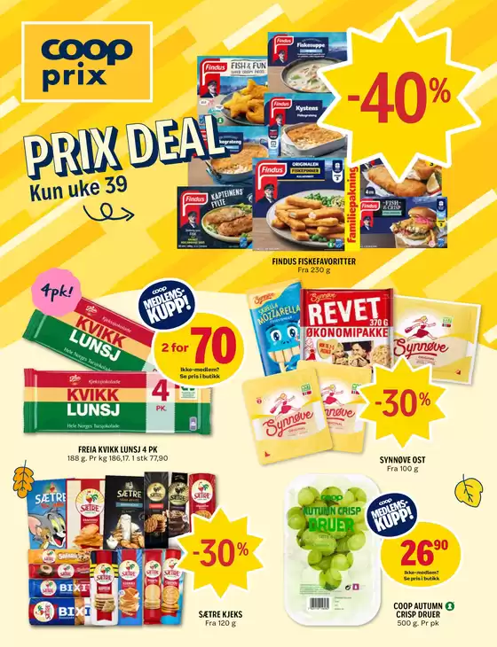 Coop Prix kundeavis i Melhus | Topptilbud for alle kuppjegere | 2026-09-21T00:00:00.000Z - 2026-09-27T00:00:00.000Z