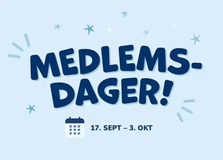 Lekia-katalog | Medlems- dager! | 2026-09-21T00:00:00.000Z - 2026-10-03T00:00:00.000Z
