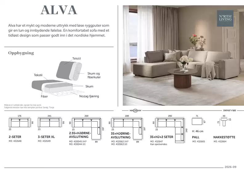 Møbelringen-katalog | North living alva sofa | 2026-09-01T00:00:00.000Z - 2026-09-30T00:00:00.000Z