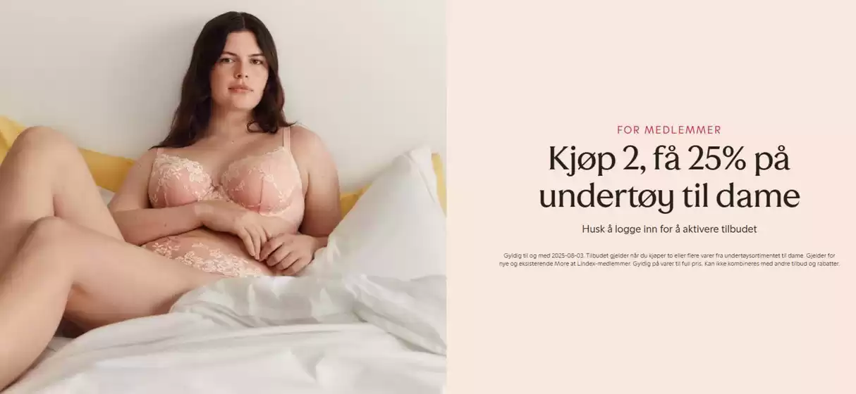 Kjøp 2, få 25% på undertøy til dame