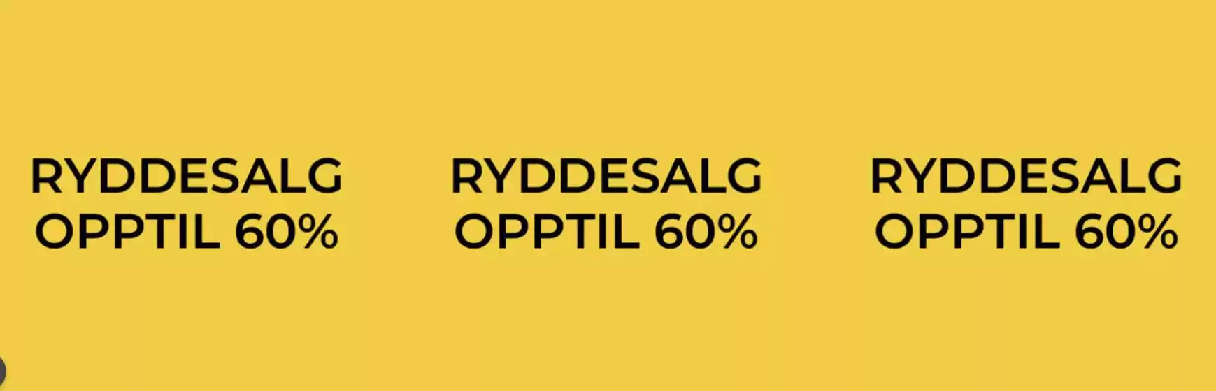 Ryddesalg opptil 60%