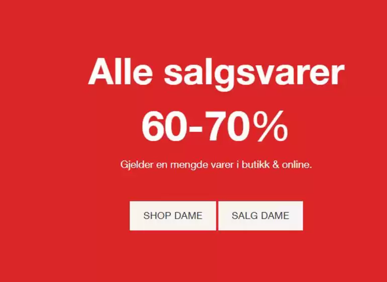 Alle salgsvarer 60-70%