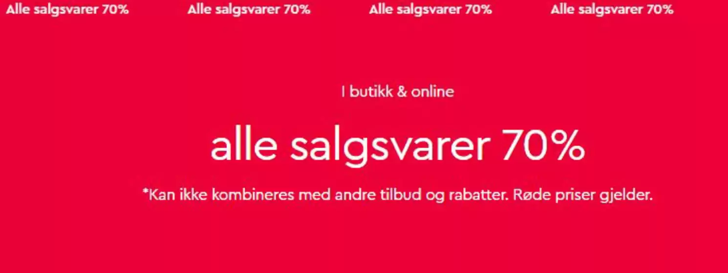 Alle salgsvarer 70%