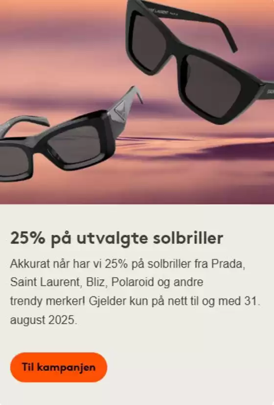 25% på utvalgte solbriller