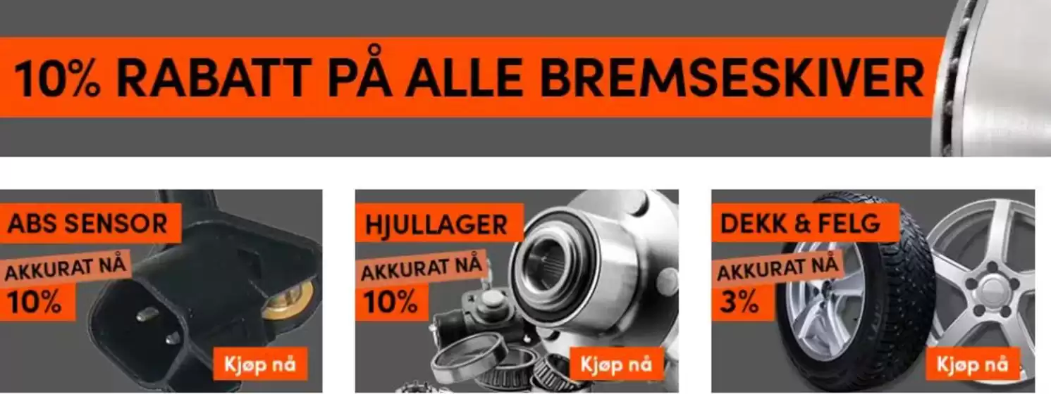 10% rabatt på alle bremseskiver